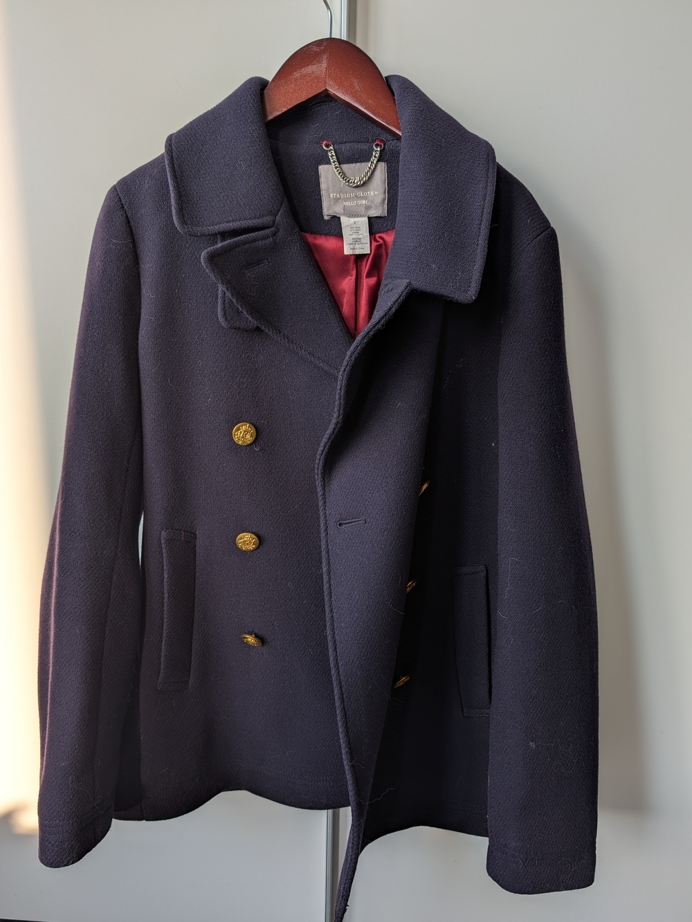 J. Crew Navy Double-Breasted Peacoat with Gold Buttons
